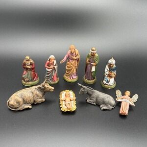 Vintage Landi Nativity Set 9 Figurine Scene Hand Painted Christmas Decor Italy